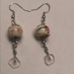 Pink Flowered Dangle Earrings